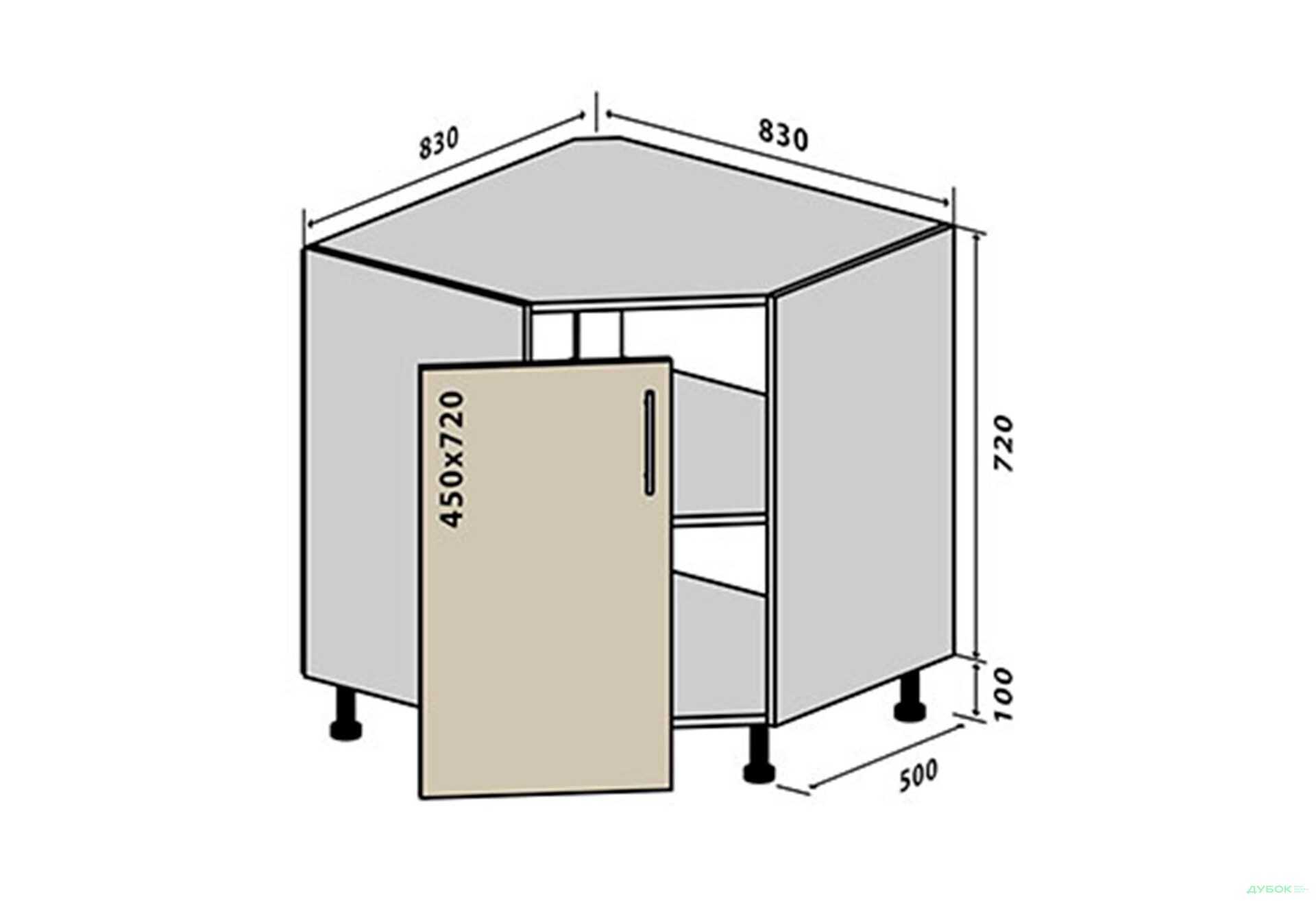 Зображення 1 - Н34 Тумба кутова мийка Родос Люкс VIP-master