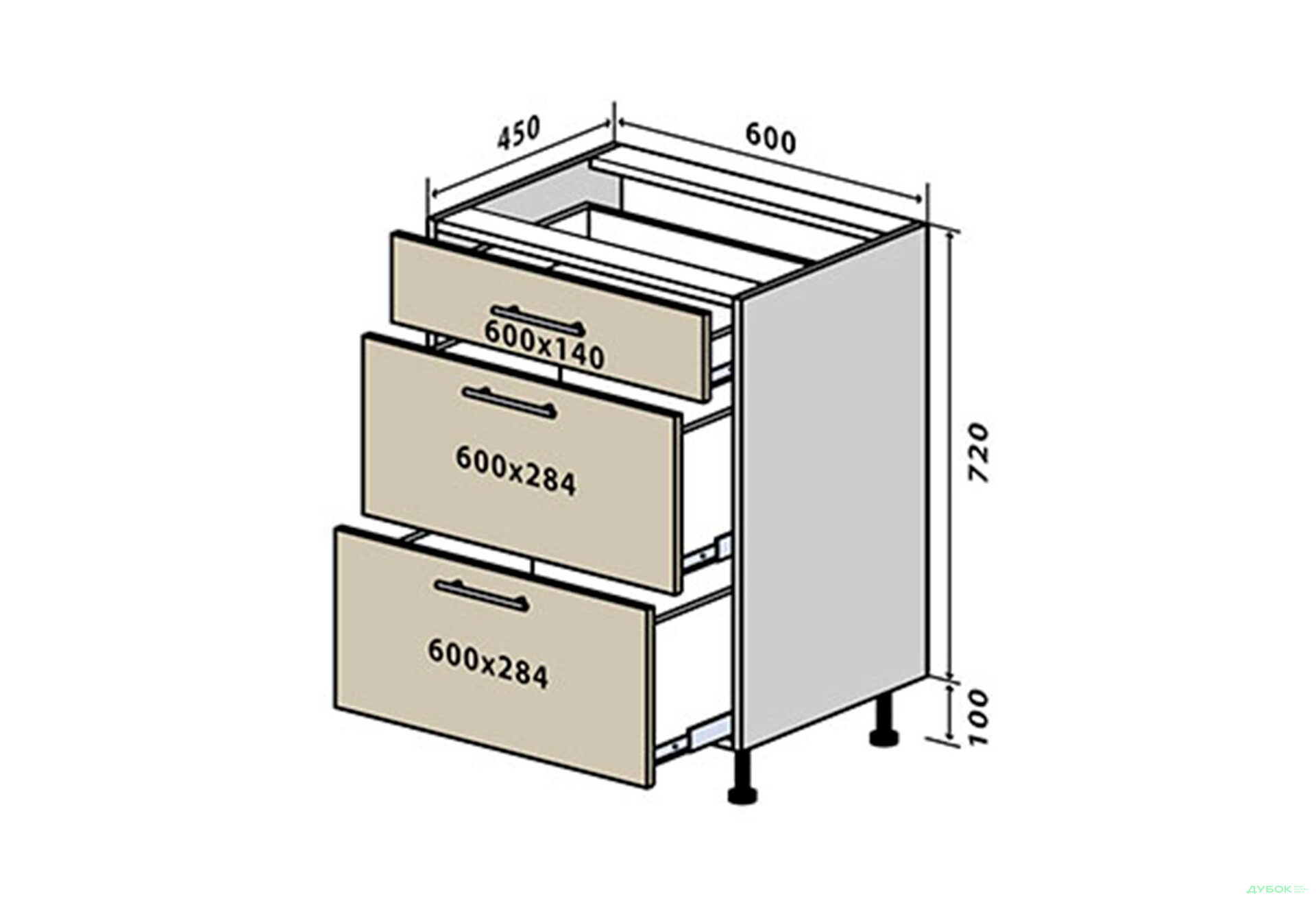 Зображення 1 - Н28 Тумба 3Ш 60 Родос Люкс VIP-master