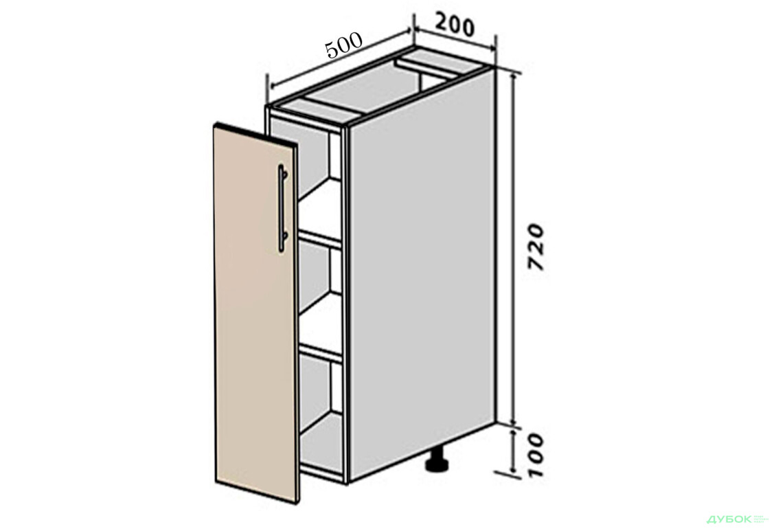 Н1 Полиці + фасад петлі 200х720 Родос Люкс VIP-master - Зображення 1 Зображення 1 - Н1 Полиці + фасад петлі 200х720 Родос Люкс VIP-master