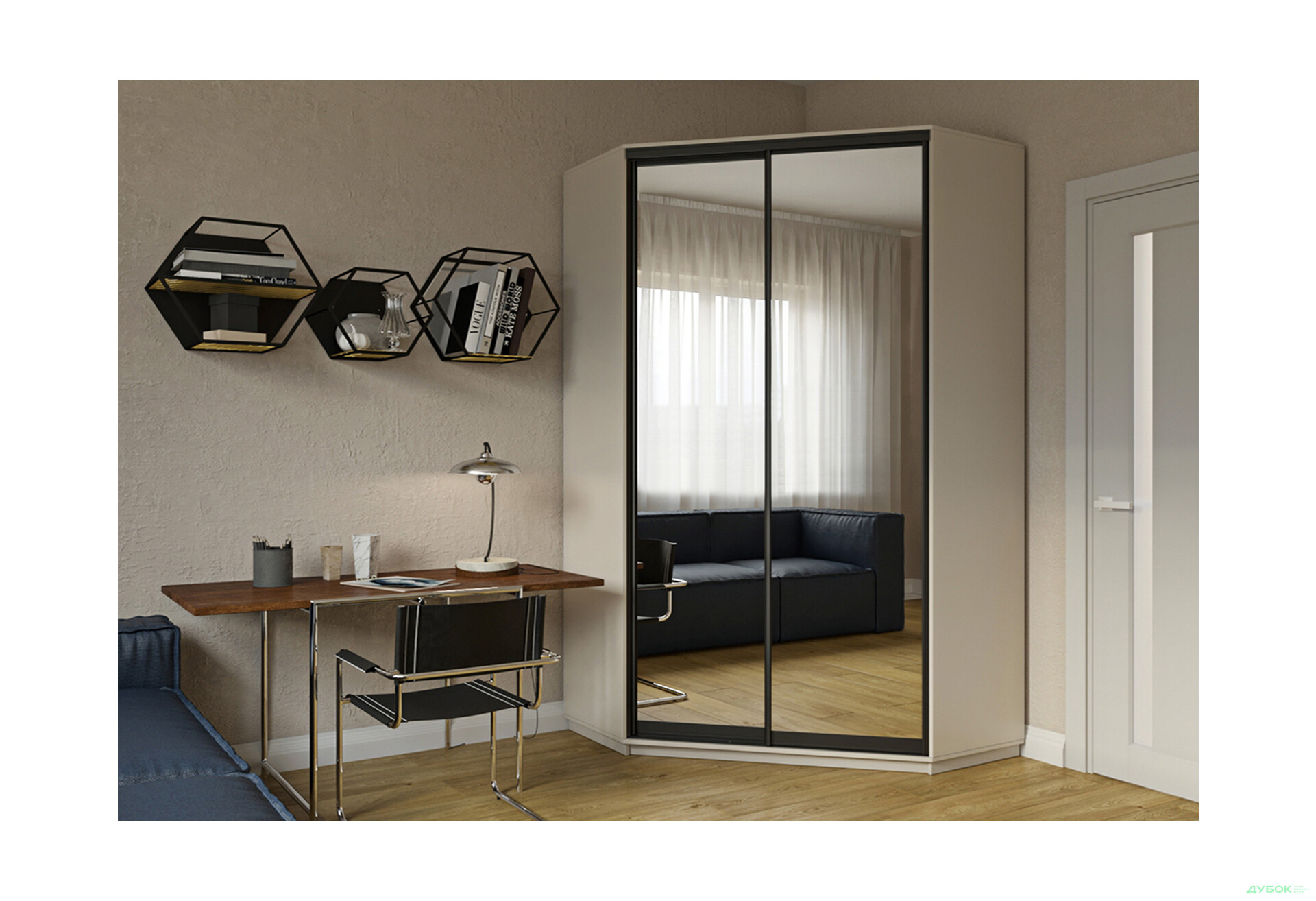 Зображення 10 - Шафа-купе кутова Garant 2-дверна 150x220x150 см