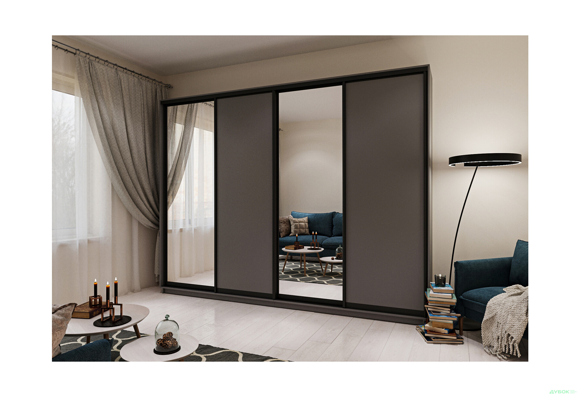 Шафа-купе Garant 4-дверна 350x240x45 см - Зображення 6 Зображення 6 - Шафа-купе Garant 4-дверна 350x240x45 см