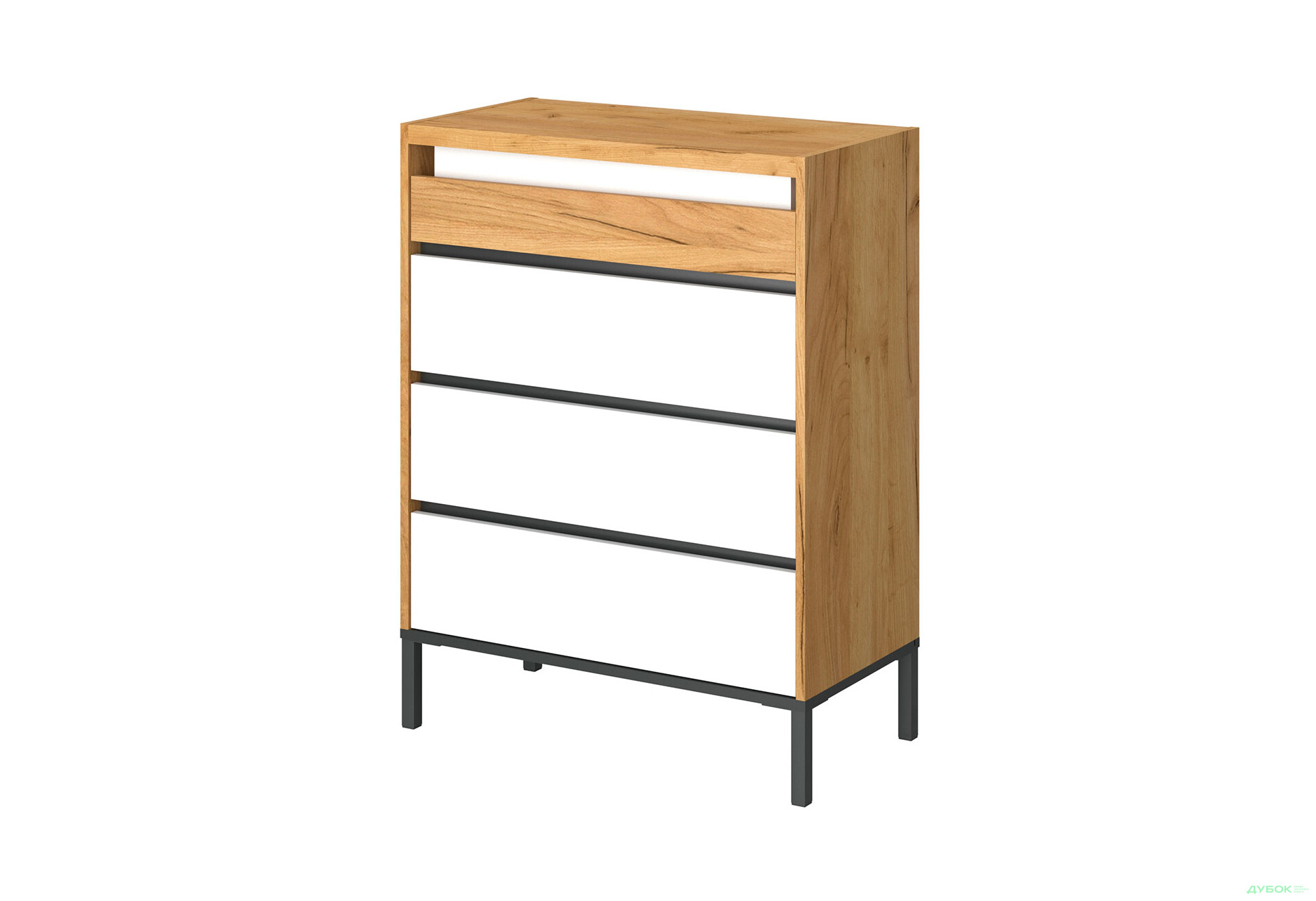 Комод VMV holding Палмор з 4 шухлядами 77 см Дуб крафт золотий/Білий - Зображення 1 Зображення 1 - Комод VMV holding Палмор з 4 шухлядами 77 см Дуб крафт золотий/Білий