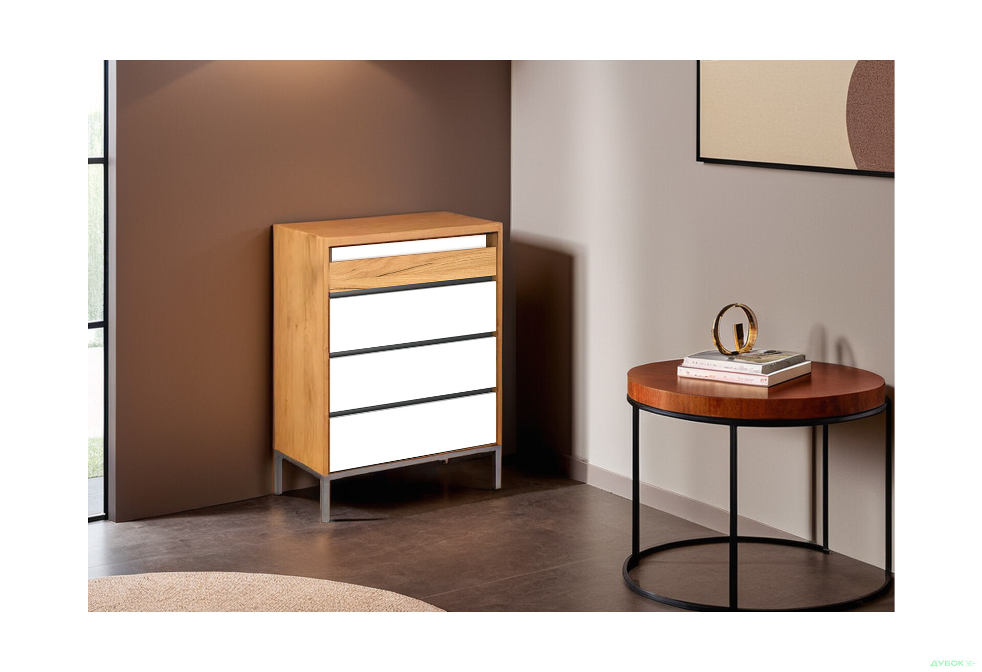 Комод VMV holding Палмор з 4 шухлядами 77 см Дуб крафт золотий/Білий - Зображення 2 Зображення 2 - Комод VMV holding Палмор з 4 шухлядами 77 см Дуб крафт золотий/Білий