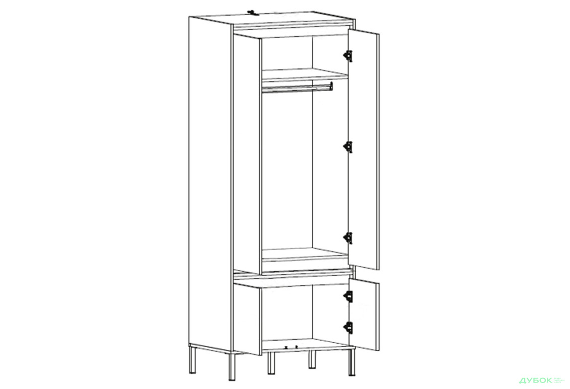 Зображення 4 - Шафа VMV holding Палмор 4-дверна 77 см Дуб крафт золотий /Білий