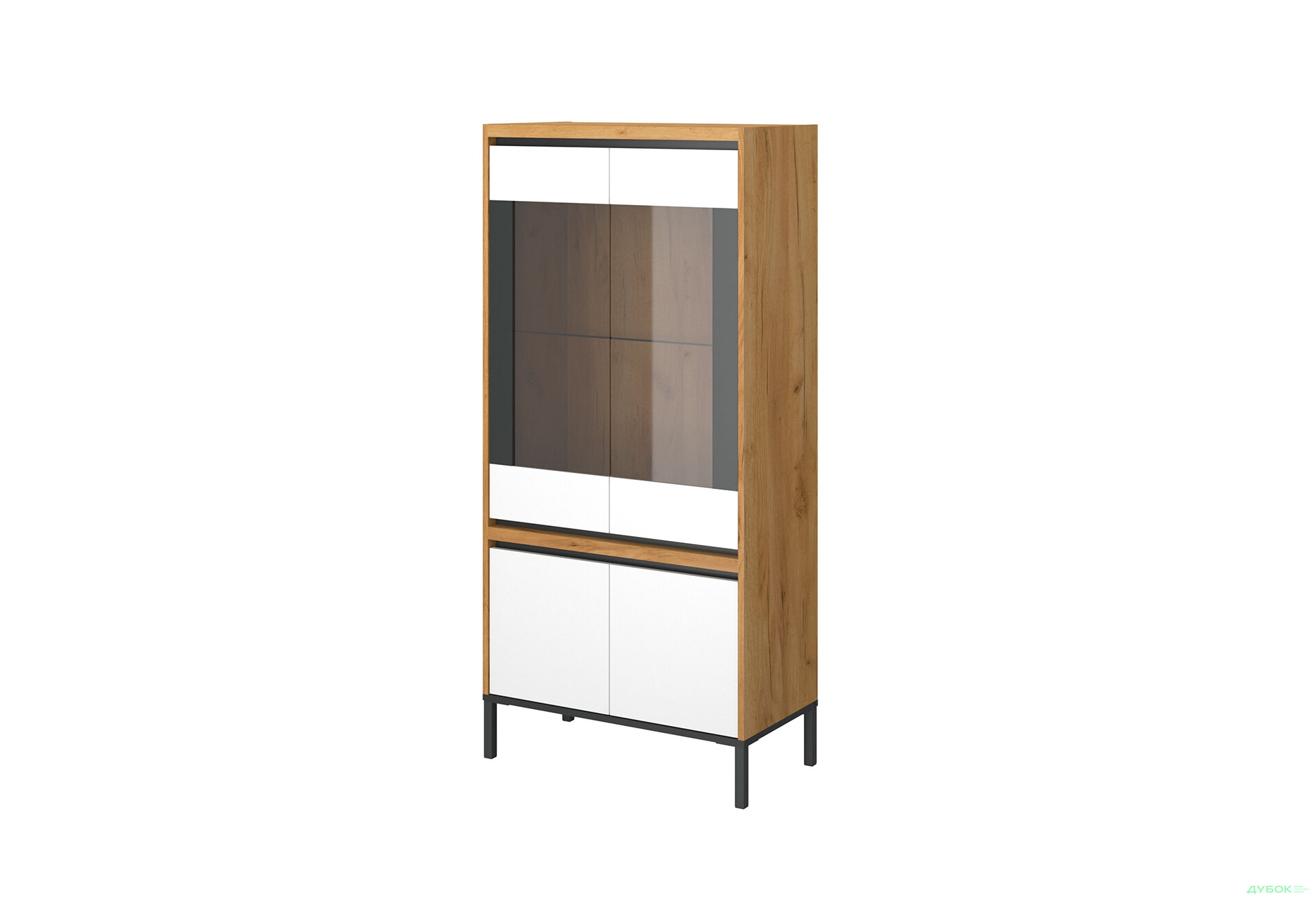 Шафа-вітрина низька VMV holding Палмор 77 см Дуб крафт золотий/Білий - Зображення 1 Зображення 1 - Шафа-вітрина низька VMV holding Палмор 77 см Дуб крафт золотий/Білий
