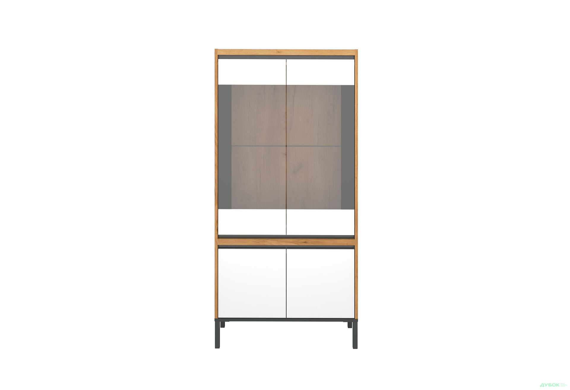 Шафа-вітрина низька VMV holding Палмор 77 см Дуб крафт золотий/Білий - Зображення 2 Зображення 2 - Шафа-вітрина низька VMV holding Палмор 77 см Дуб крафт золотий/Білий