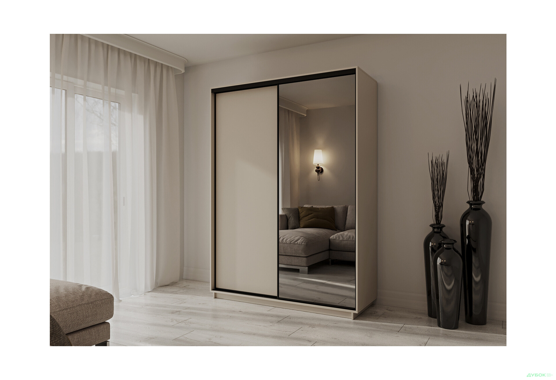 Шафа-купе Garant 2-дверна 160x220x60 см - Зображення 3 Зображення 3 - Шафа-купе Garant 2-дверна 160x220x60 см