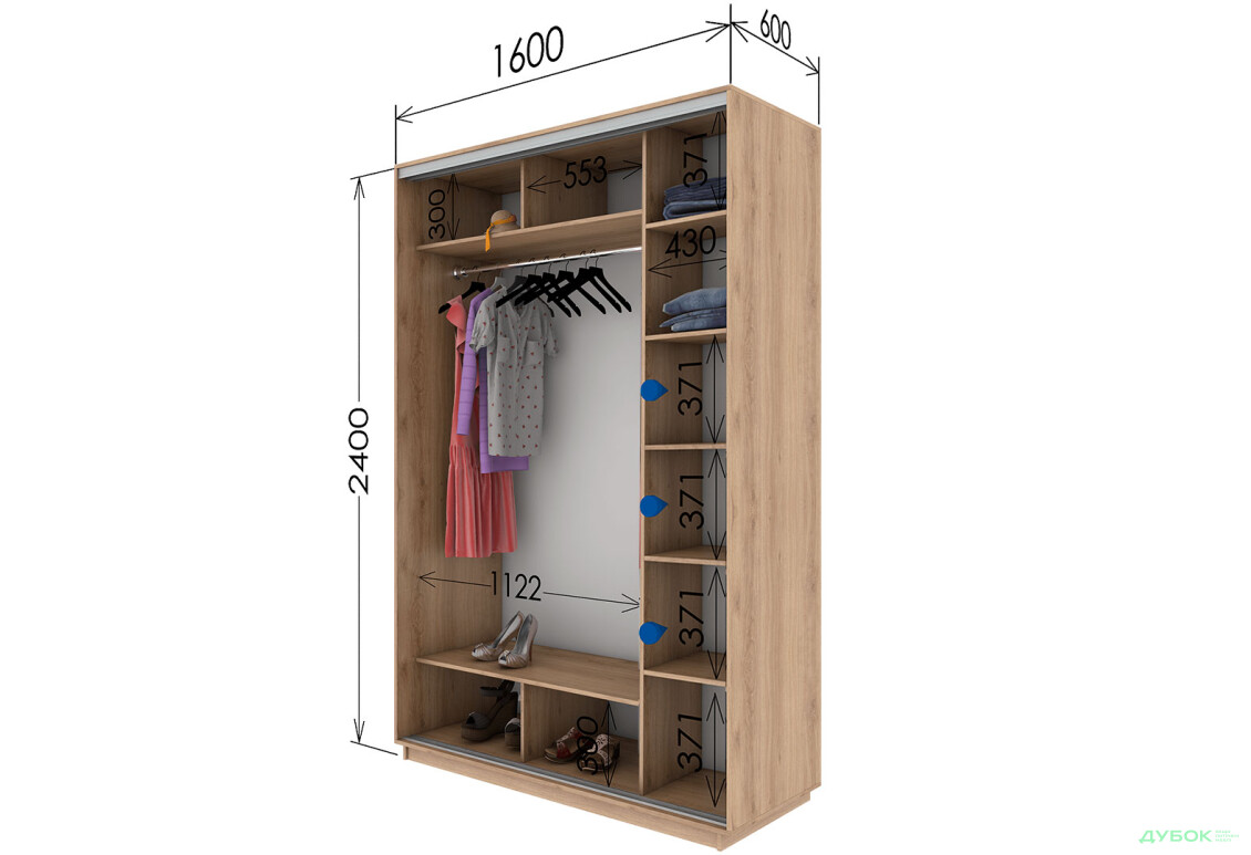 Шафа-купе Garant 2-дверна 160x240x60 см - Зображення 8 Зображення 8 - Шафа-купе Garant 2-дверна 160x240x60 см