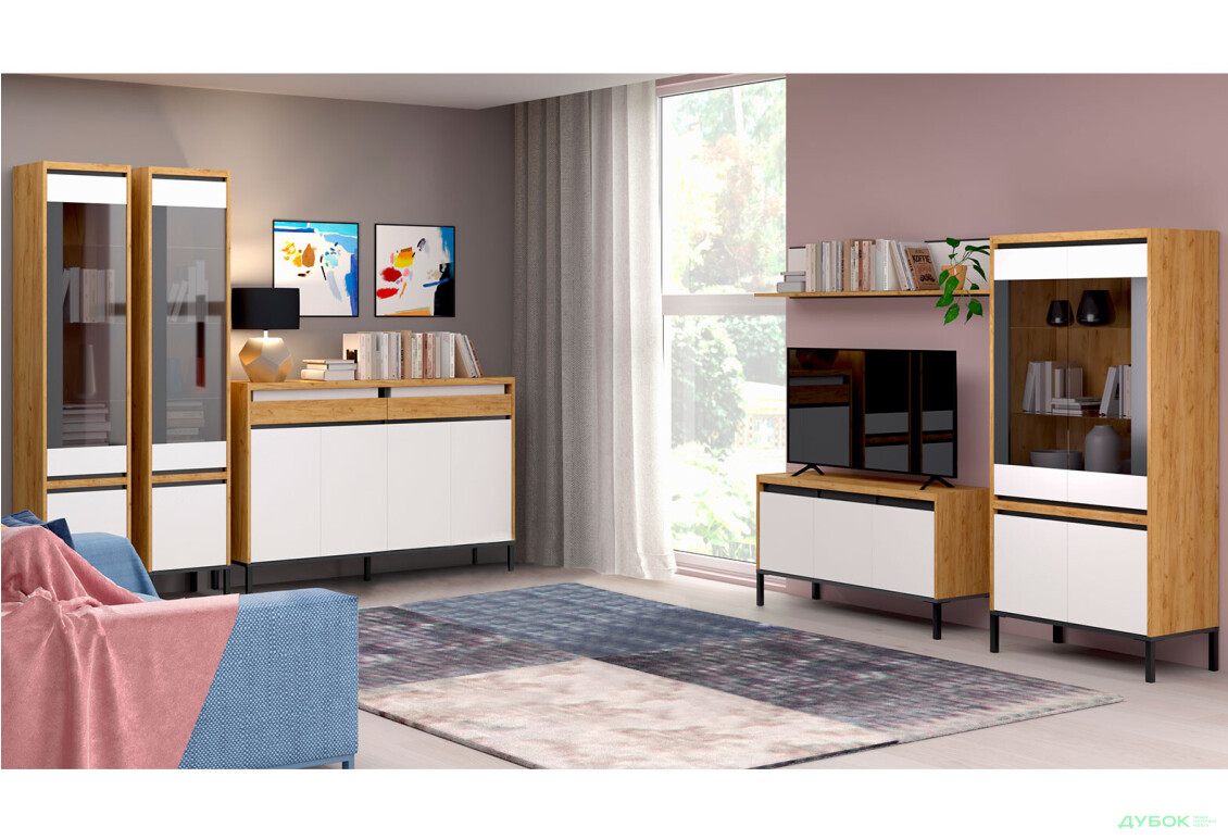 Комплект у вітальню VMV holding Палмор Дуб крафт золотий/Білий - Зображення 1 Зображення 1 - Комплект у вітальню VMV holding Палмор Дуб крафт золотий/Білий