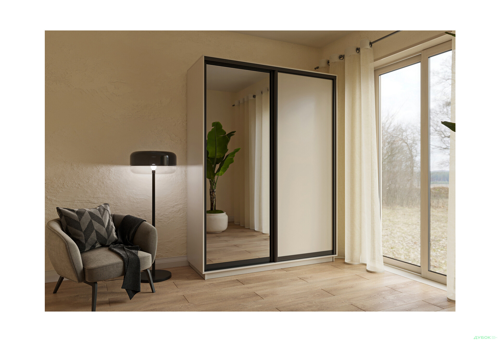 Шафа-купе Garant 2-дверна 180x220x60 см - Зображення 2 Зображення 2 - Шафа-купе Garant 2-дверна 180x220x60 см