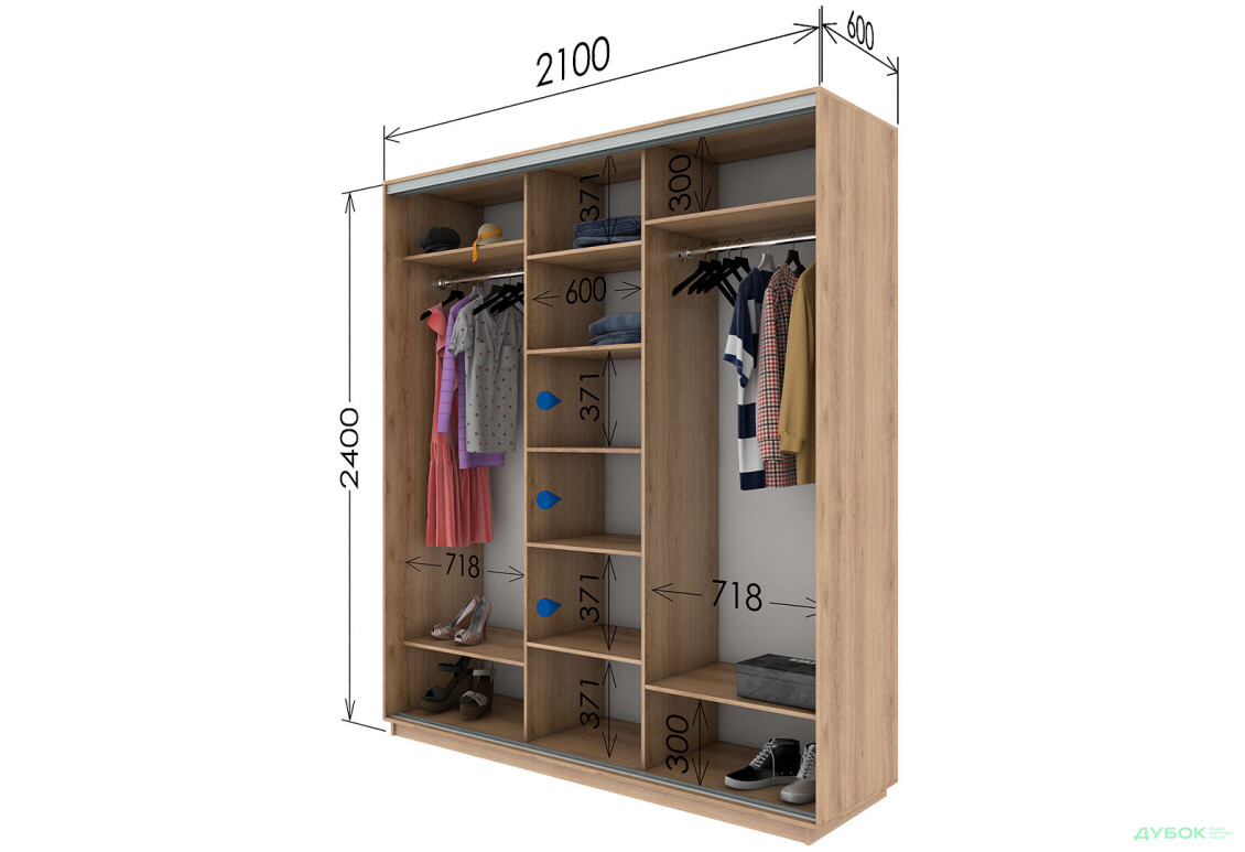 Шафа-купе Garant 3-дверна 210x240x60 см - Зображення 14 Зображення 14 - Шафа-купе Garant 3-дверна 210x240x60 см