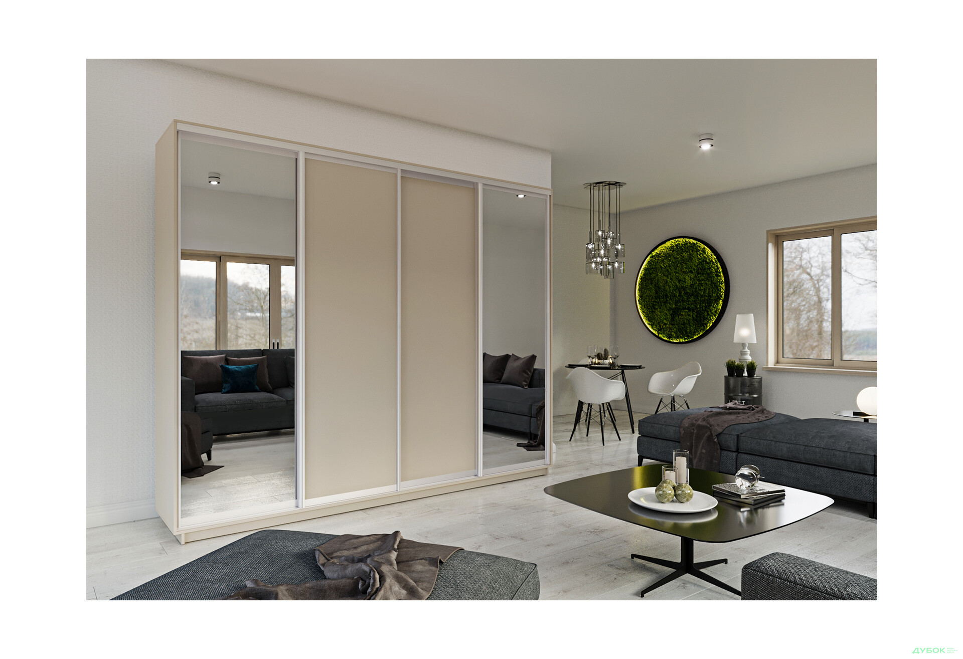 Шафа-купе Garant 4-дверна 290x240x45 см - Зображення 2 Зображення 2 - Шафа-купе Garant 4-дверна 290x240x45 см