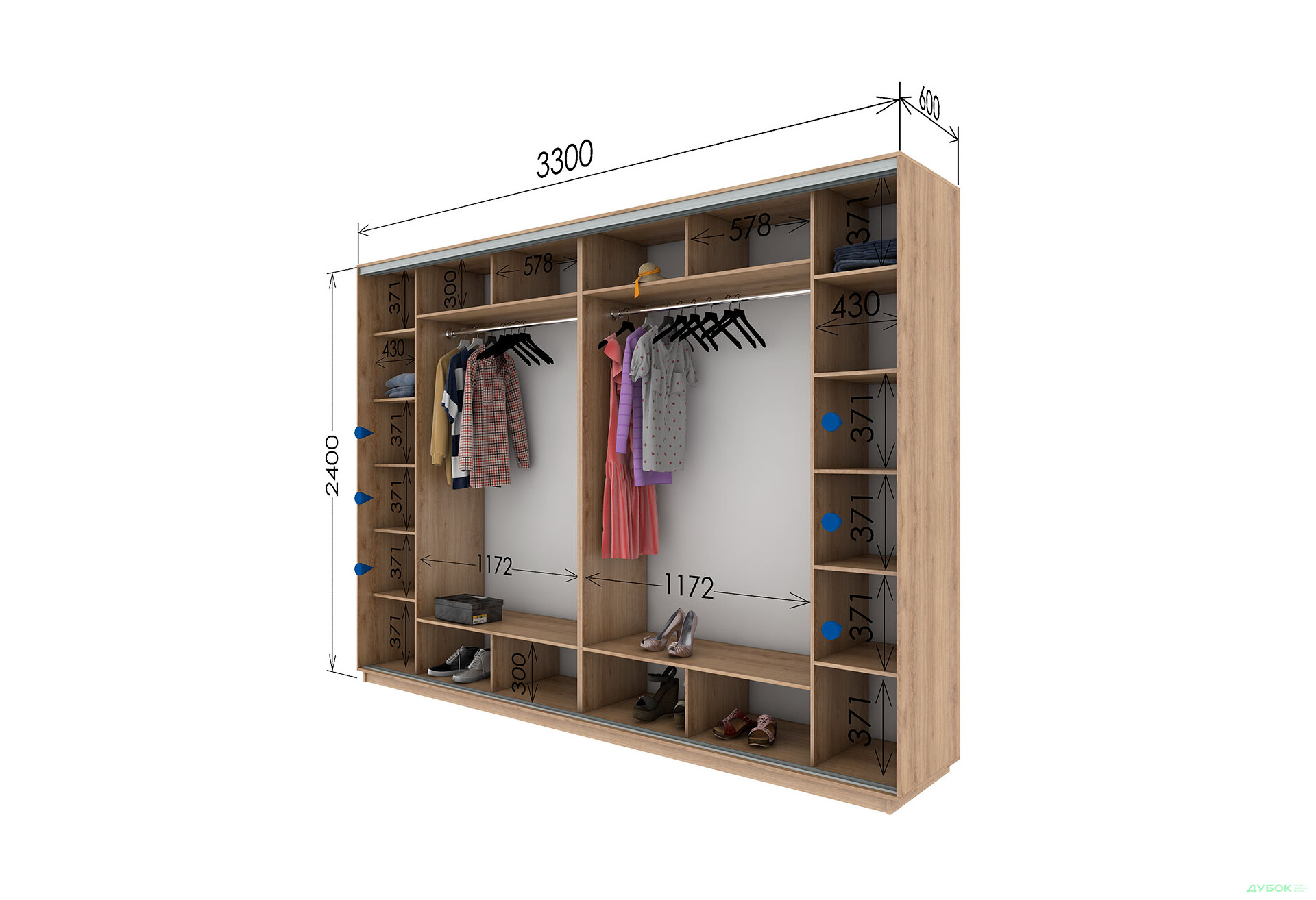 Шафа-купе Garant 4-дверна 330x240x60 см - Зображення 10 Зображення 10 - Шафа-купе Garant 4-дверна 330x240x60 см