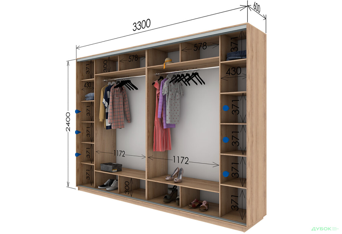 Шафа-купе Garant 4-дверна 330x240x60 см - Зображення 10 Зображення 10 - Шафа-купе Garant 4-дверна 330x240x60 см