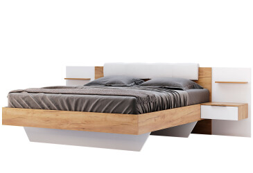 Ліжко MiroMark Асті (без вкладу) 160х200 см з тумбами, дуб крафт/білий