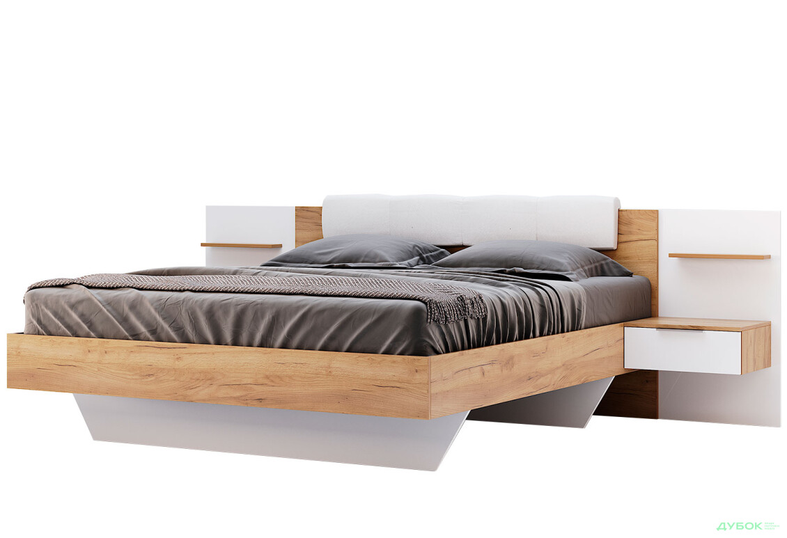 Кровать MiroMark Асти (без вклада) 160х200 см с тумбами, дуб крафт/белый