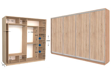 Шафа-купе Garant Практик №128/4 4-дверна 250 см