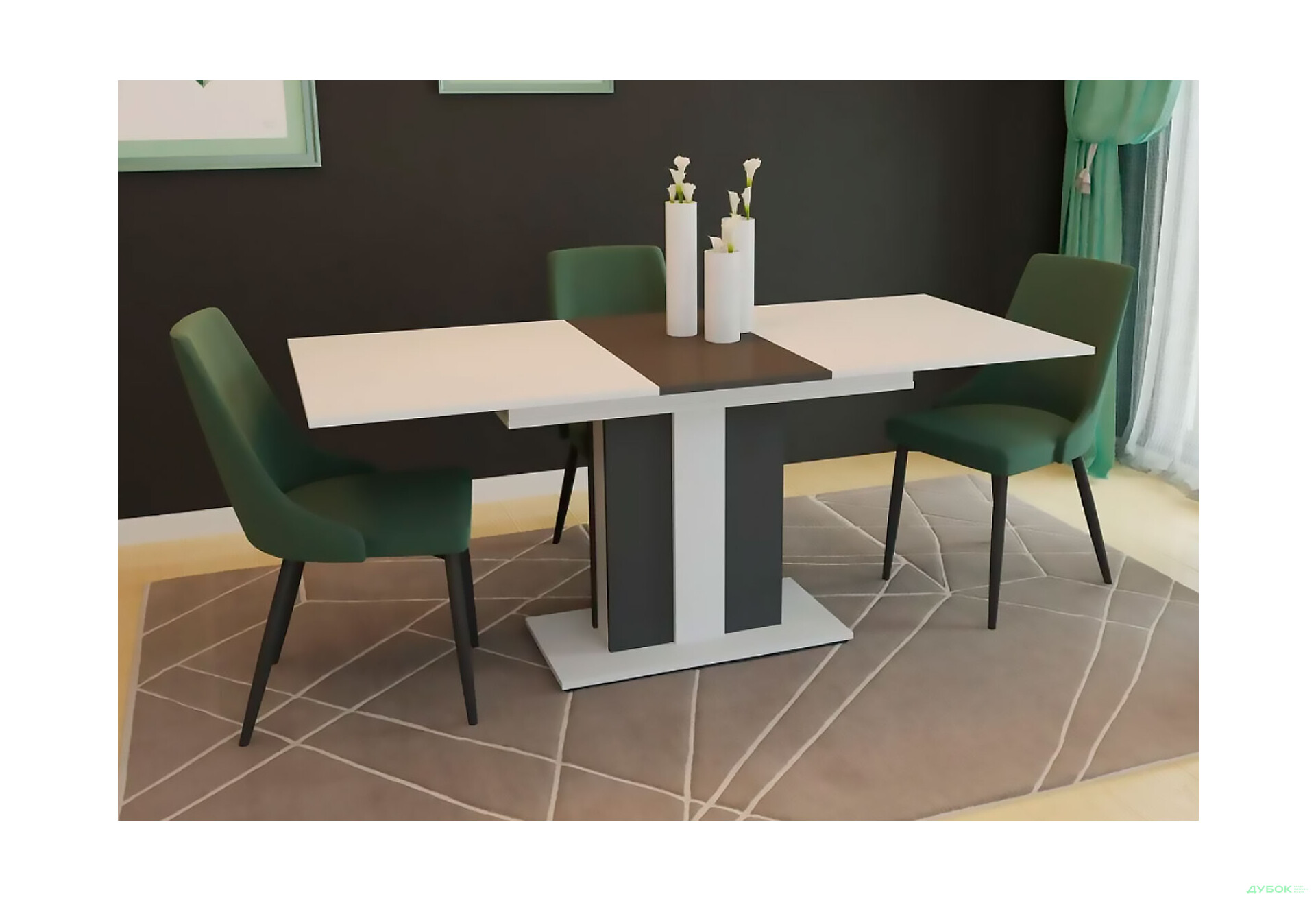 Изображение 14 - Стол обеденный Intarsio Класик / Clasic 140x80 см раскладной, , аляска белая РЕ/антрацит