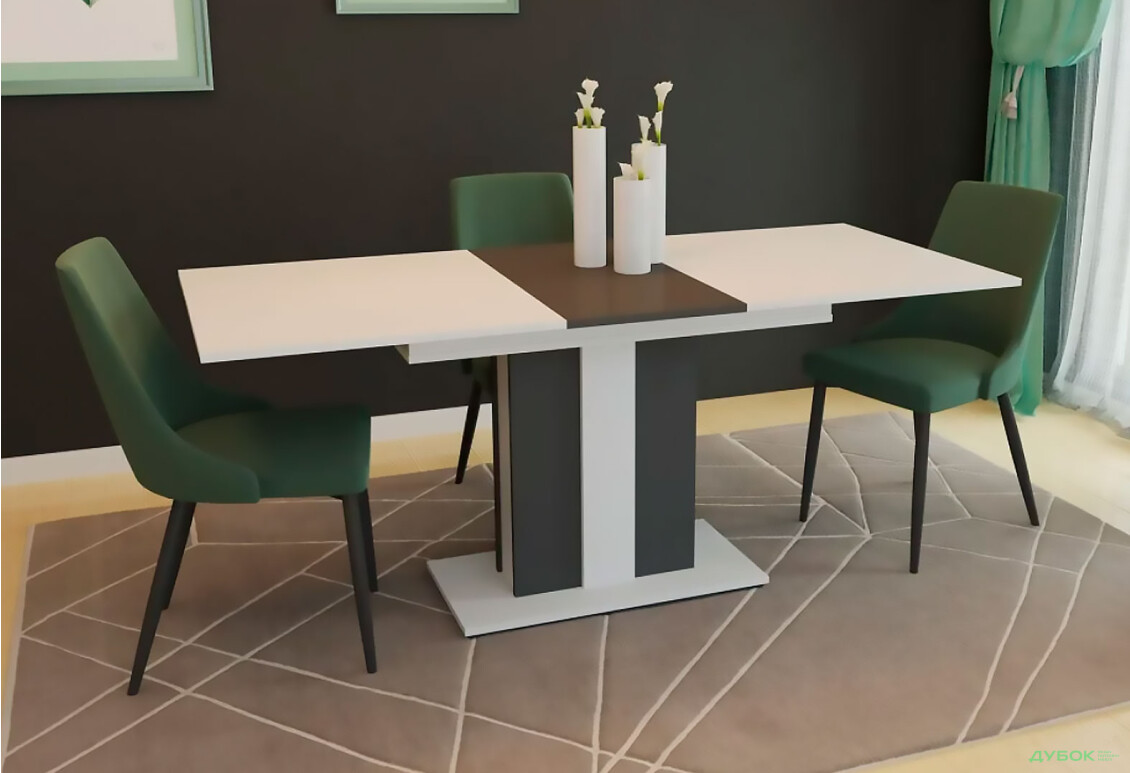 Изображение 14 - Стол обеденный Intarsio Класик / Clasic 140x80 см раскладной, , аляска белая РЕ/антрацит