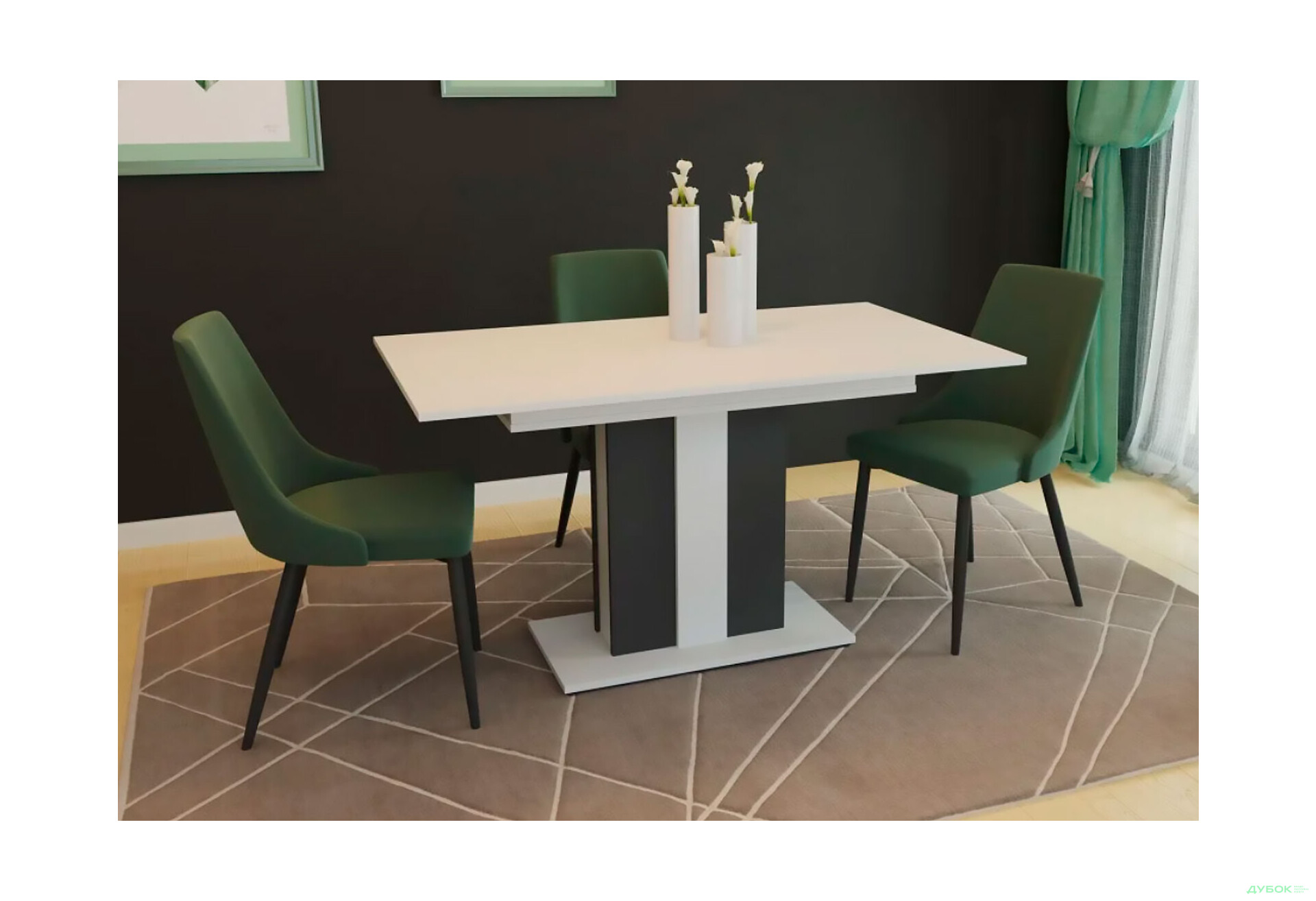 Изображение 13 - Стол обеденный Intarsio Класик / Clasic 140x80 см раскладной, , аляска белая РЕ/антрацит