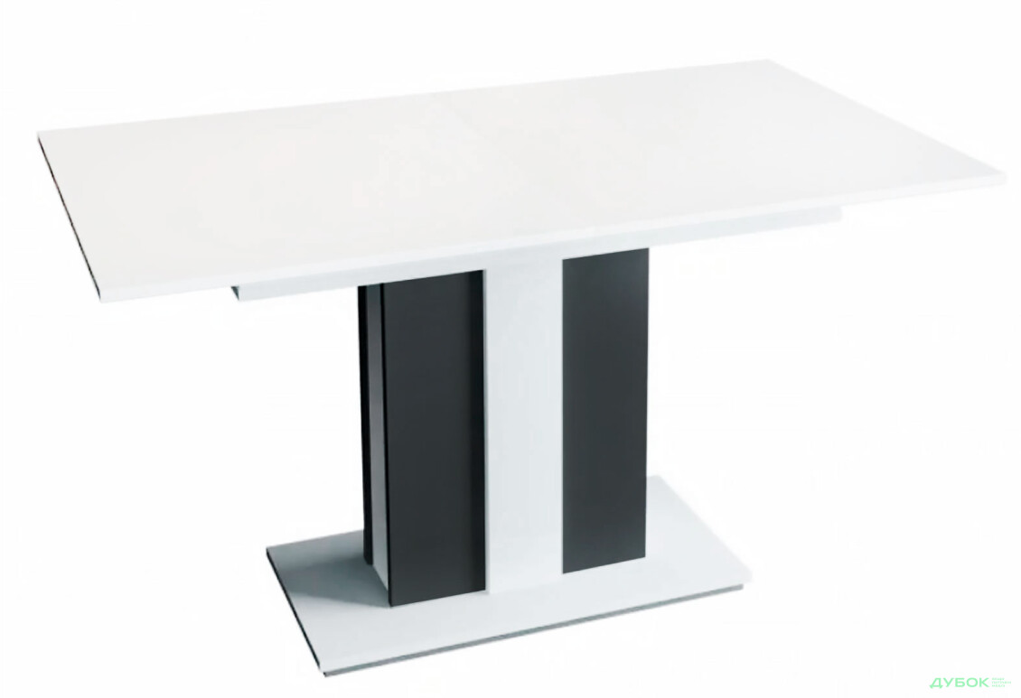 Стол обеденный Intarsio Clasic 140x80 см раскладной, , аляска белая РЕ/антрацит