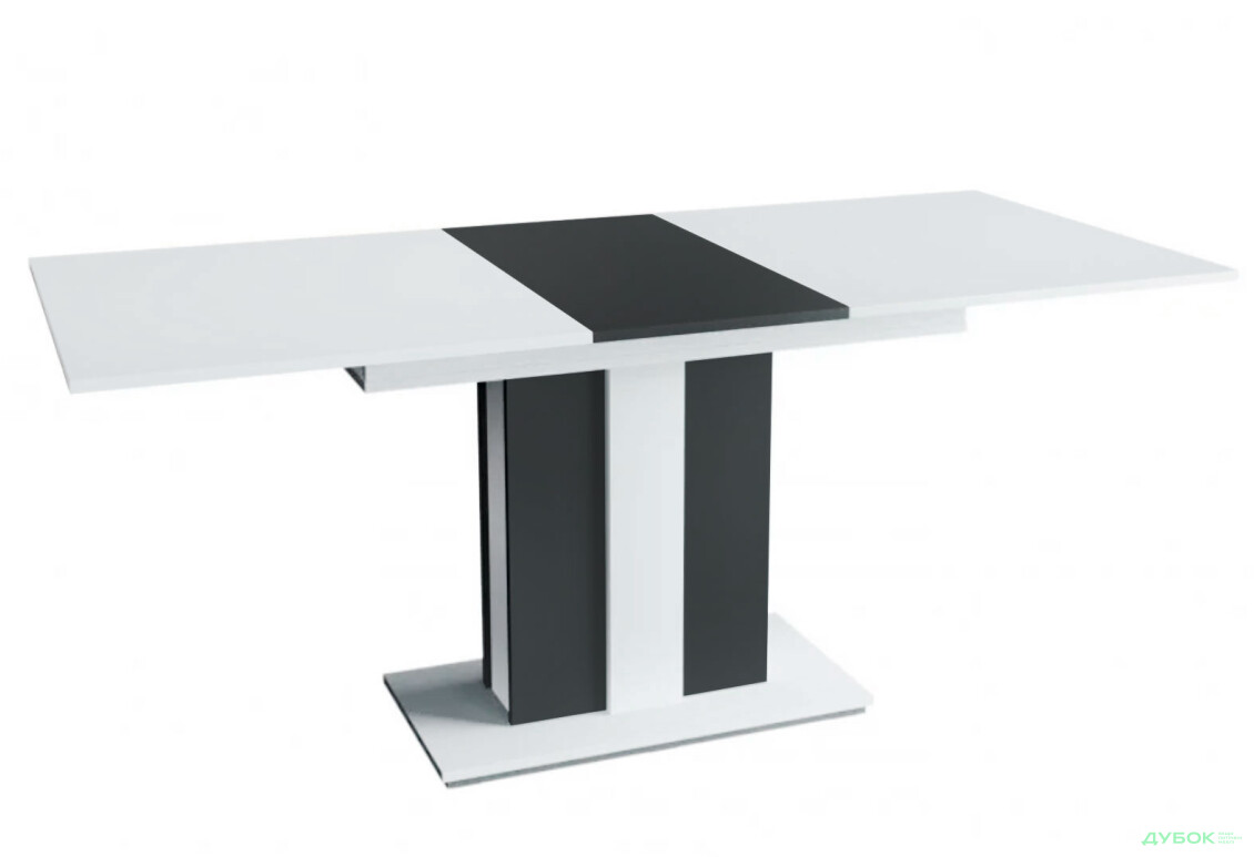Фото 2 - Стол обеденный Intarsio Clasic 140x80 см раскладной, , аляска белая РЕ/антрацит