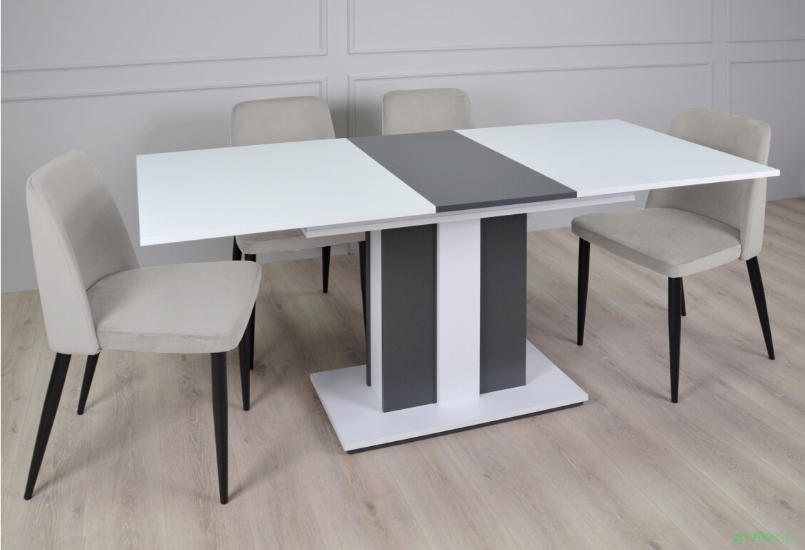Изображение 12 - Стол обеденный Intarsio Класик / Clasic 140x80 см раскладной, , аляска белая РЕ/антрацит