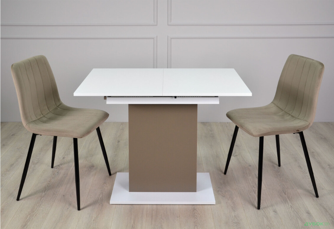 Стіл обідній Intarsio Стоун / Stoun 100x60 см розкладний Біла аляска / Латте - Зображення 5 Зображення 5 - Стіл обідній Intarsio Стоун / Stoun 100x60 см розкладний Біла аляска / Латте