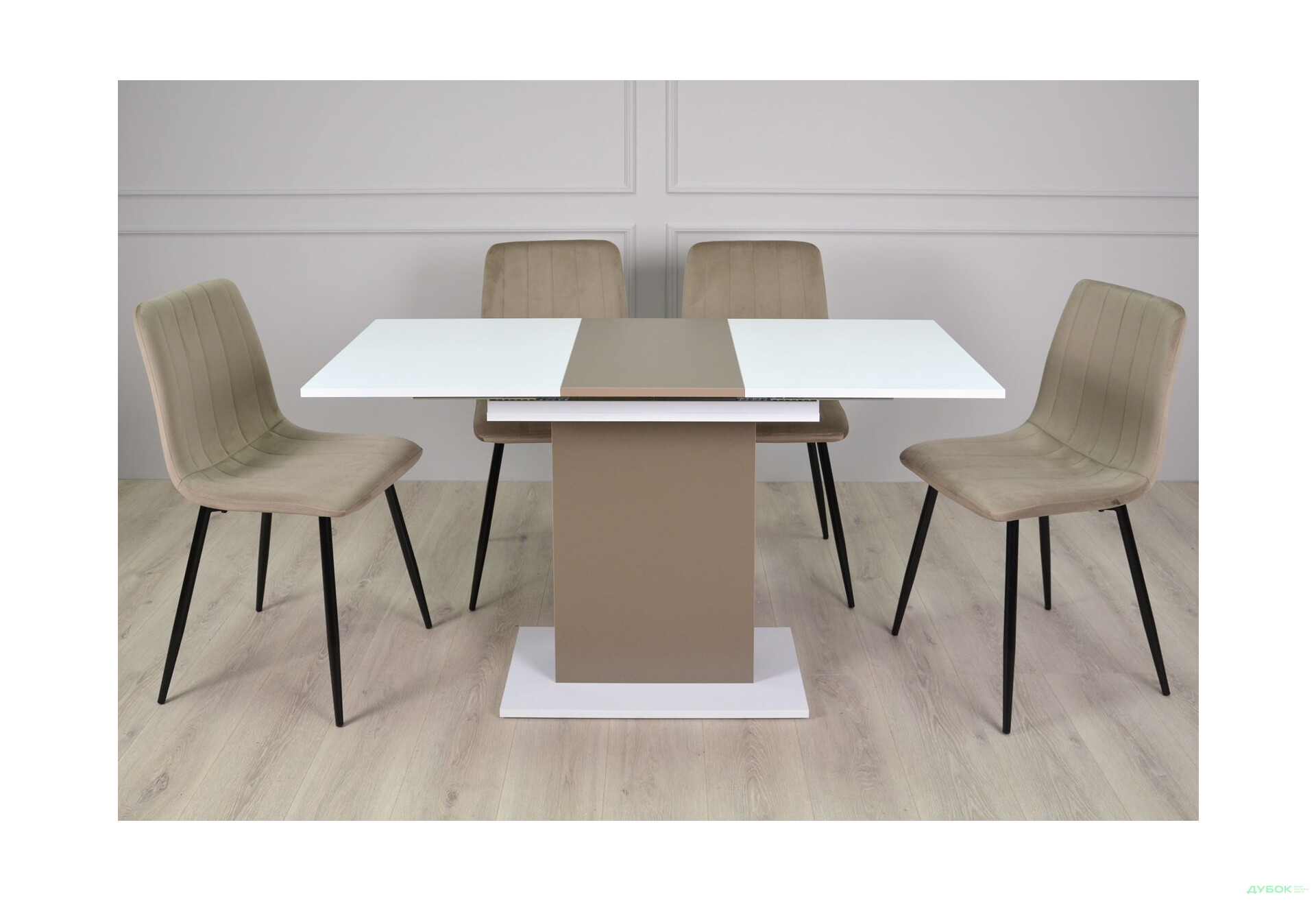 Стіл обідній Intarsio Стоун / Stoun 100x60 см розкладний Біла аляска / Латте - Зображення 6 Зображення 6 - Стіл обідній Intarsio Стоун / Stoun 100x60 см розкладний Біла аляска / Латте