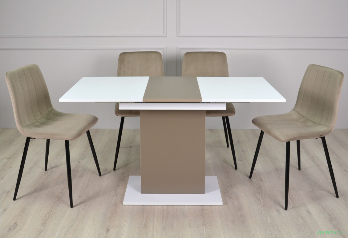 Стіл обідній Intarsio Стоун / Stoun 100x60 см розкладний Біла аляска / Латте - Зображення 6 Зображення 6 - Стіл обідній Intarsio Стоун / Stoun 100x60 см розкладний Біла аляска / Латте