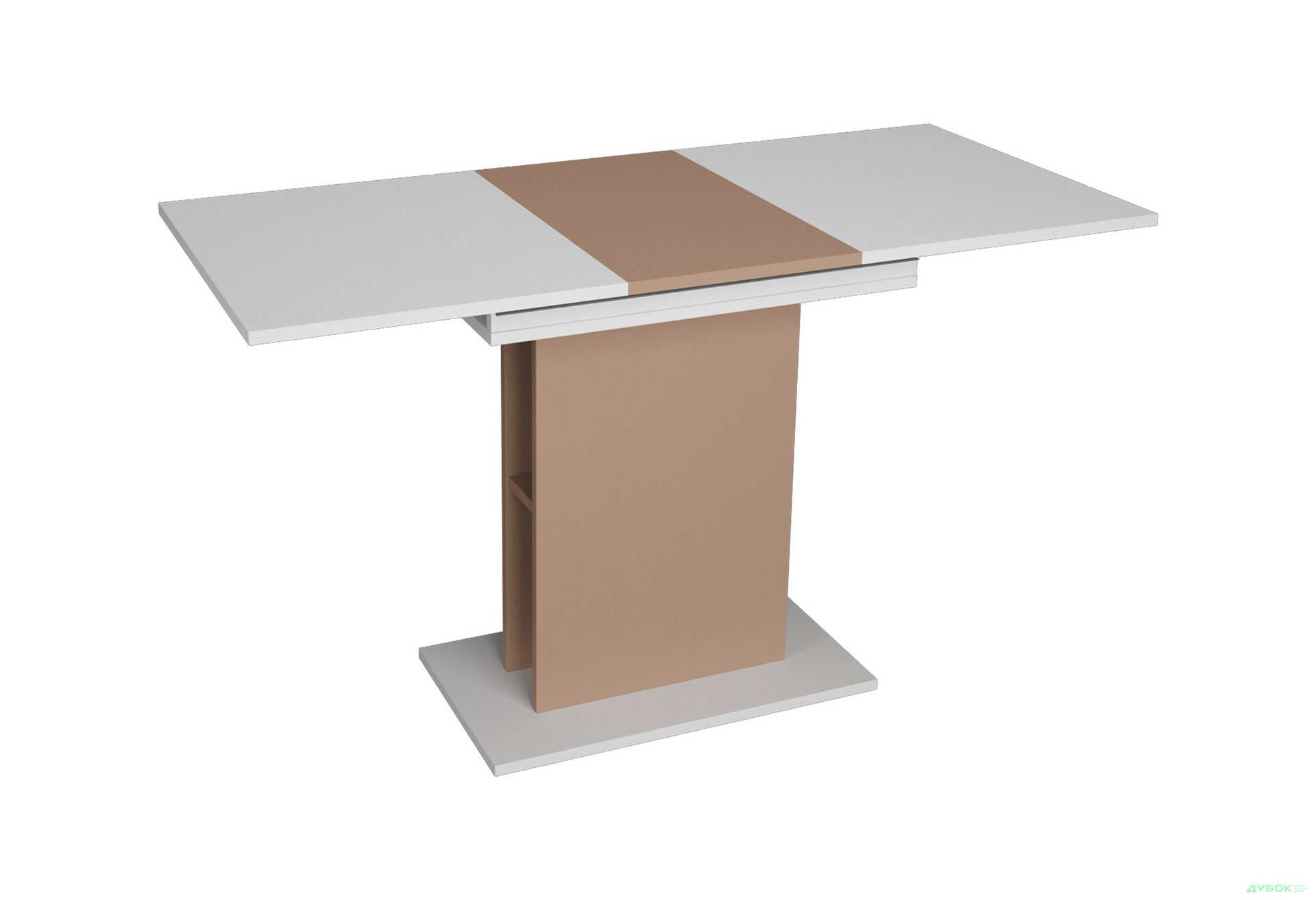 Стіл обідній Intarsio Стоун / Stoun 100x60 см розкладний Біла аляска / Латте - Зображення 2 Зображення 2 - Стіл обідній Intarsio Стоун / Stoun 100x60 см розкладний Біла аляска / Латте