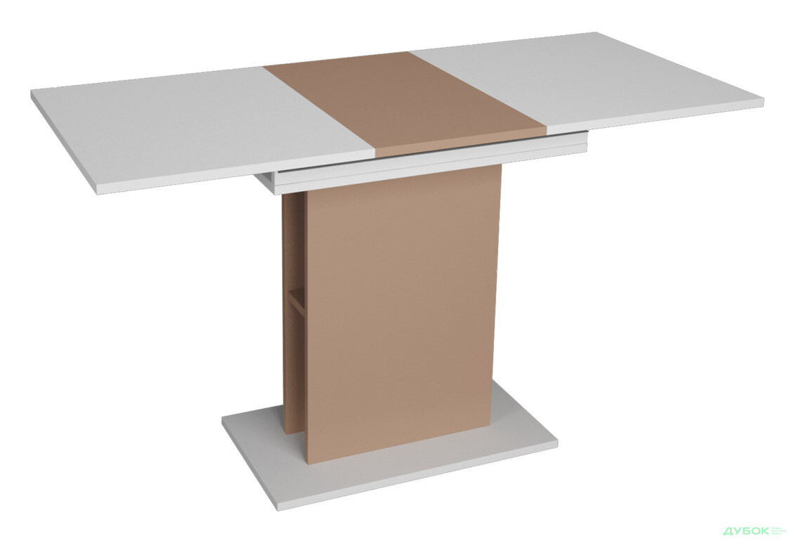 Стіл обідній Intarsio Стоун / Stoun 100x60 см розкладний Біла аляска / Латте - Зображення 2 Зображення 2 - Стіл обідній Intarsio Стоун / Stoun 100x60 см розкладний Біла аляска / Латте