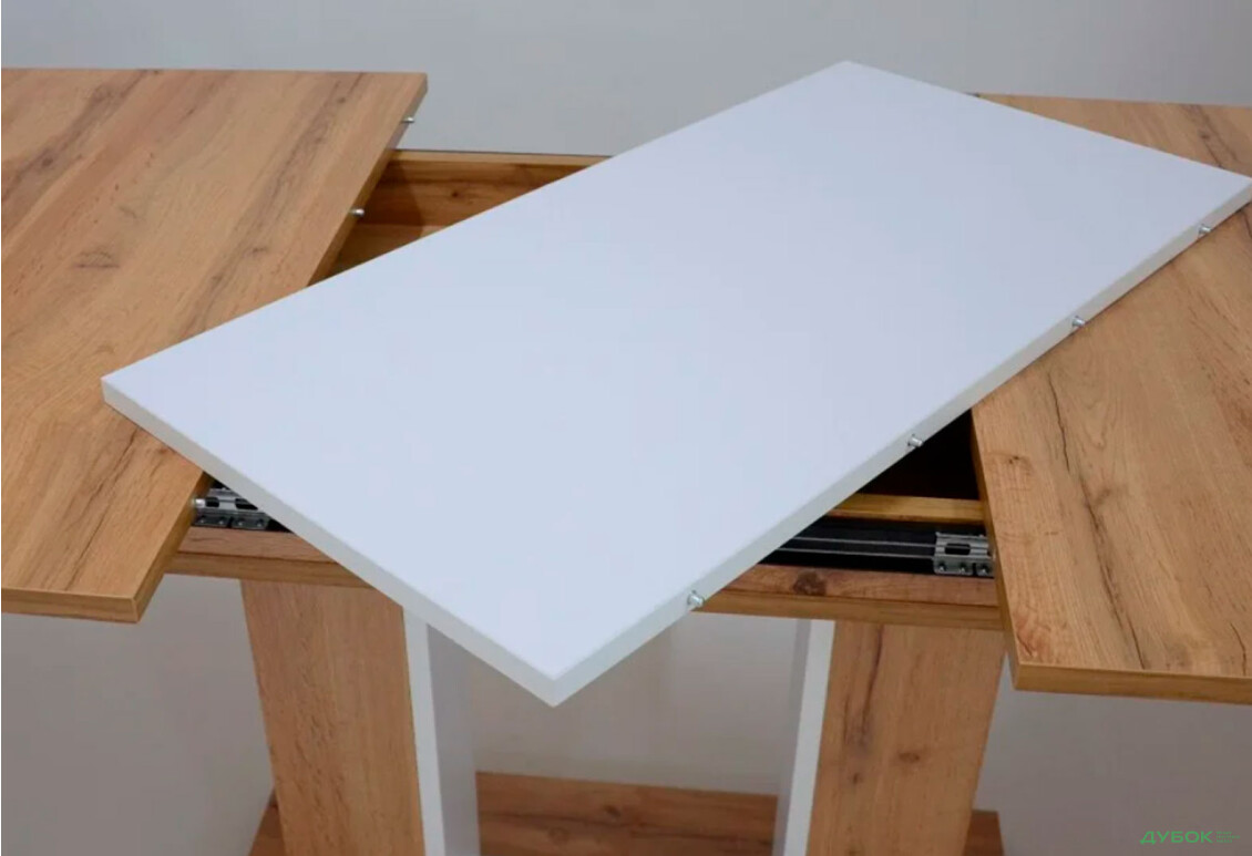 Фото 6 - Стіл обідній Intarsio Titan 140x80 см розкладний, біла аляска/дуб Тахо 