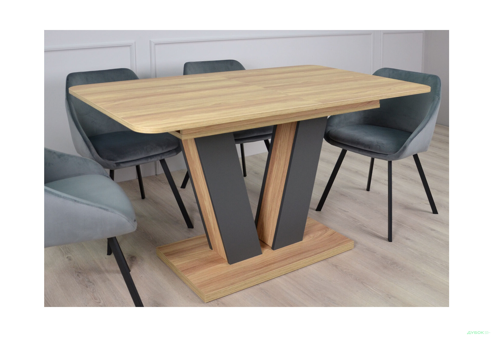 Изображение 5 - Стол обеденный Intarsio Торино / Torino 140x80 см раскладной Блэквуд ячменный / Графит