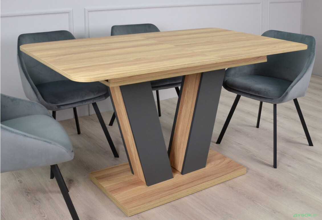 Изображение 5 - Стол обеденный Intarsio Торино / Torino 140x80 см раскладной Блэквуд ячменный / Графит