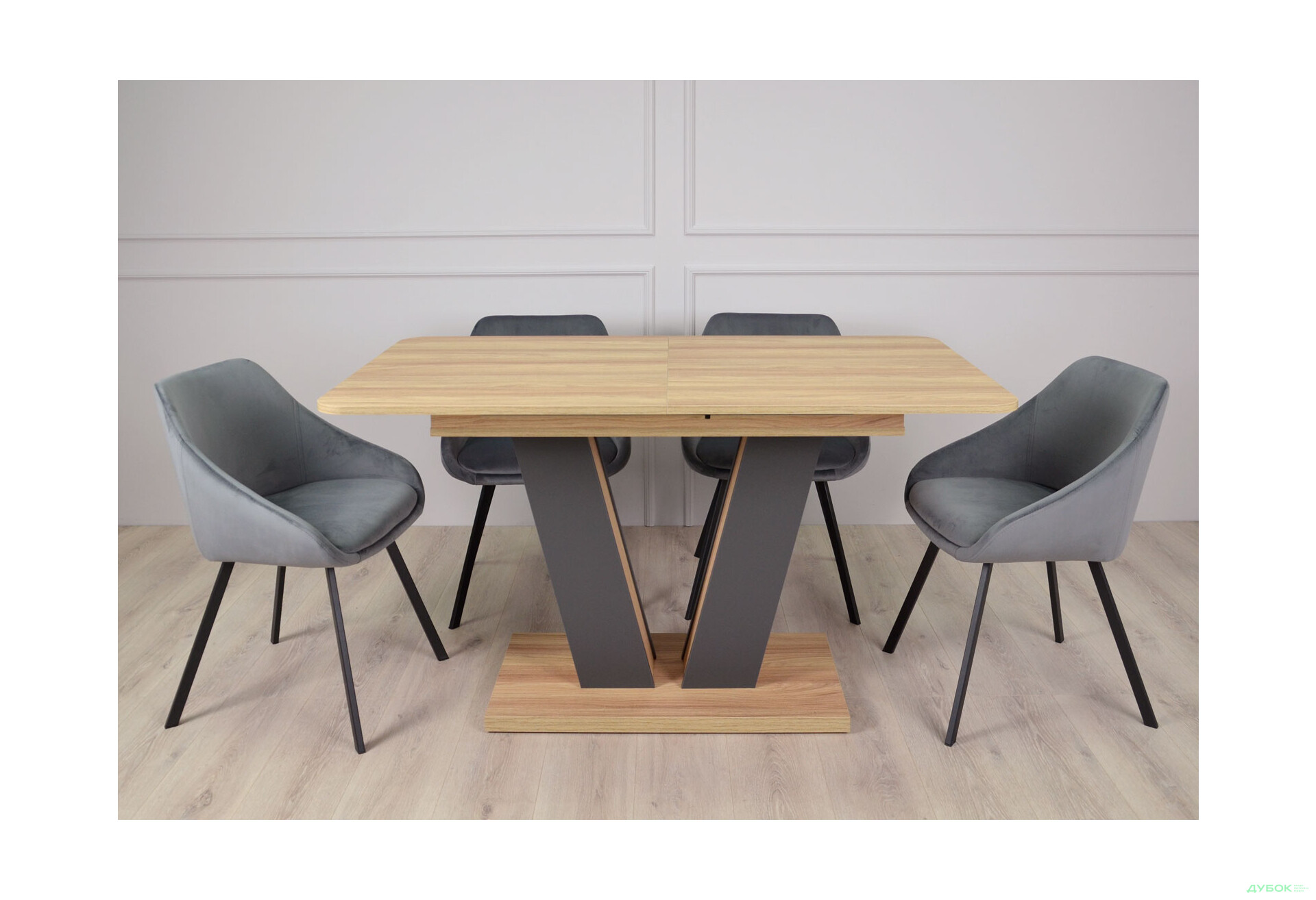 Изображение 2 - Стол обеденный Intarsio Торино / Torino 140x80 см раскладной Блэквуд ячменный / Графит