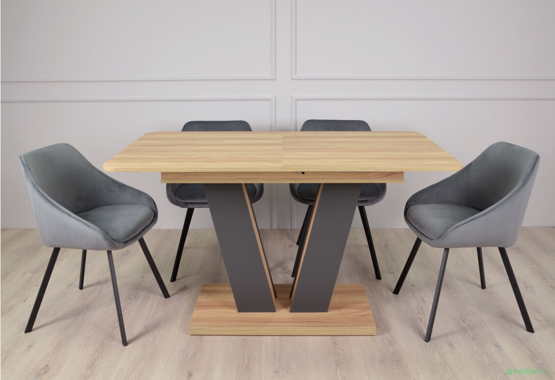 Изображение 2 - Стол обеденный Intarsio Торино / Torino 140x80 см раскладной Блэквуд ячменный / Графит