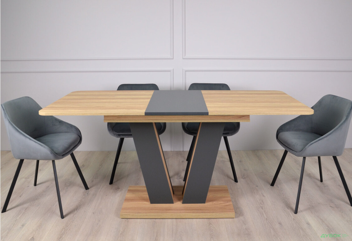 Изображение 3 - Стол обеденный Intarsio Торино / Torino 140x80 см раскладной Блэквуд ячменный / Графит