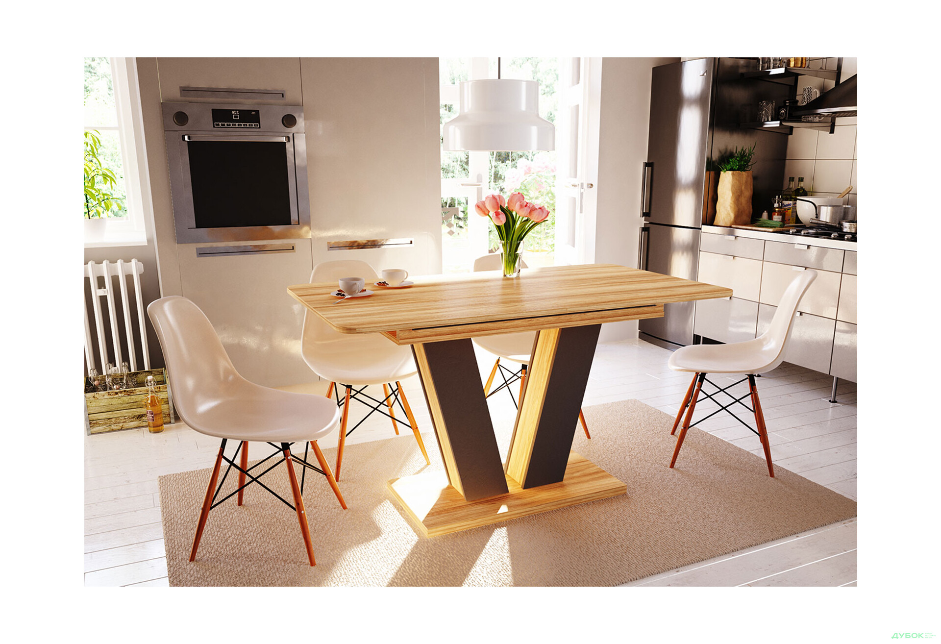 Изображение 11 - Стол обеденный Intarsio Торино / Torino 140x80 см раскладной Блэквуд ячменный / Графит