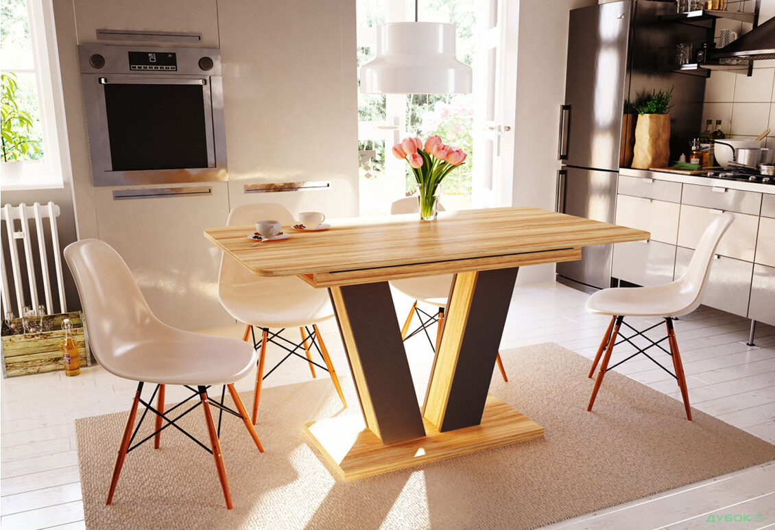 Изображение 11 - Стол обеденный Intarsio Торино / Torino 140x80 см раскладной Блэквуд ячменный / Графит