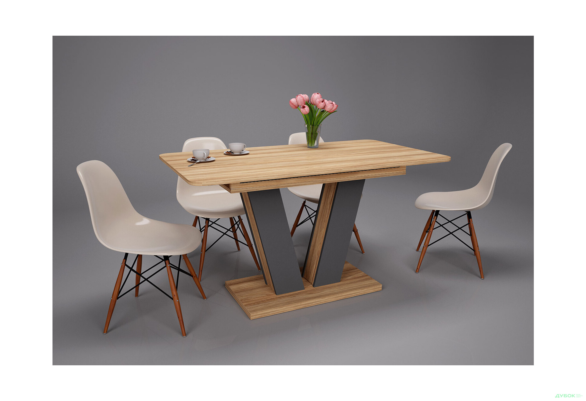 Изображение 8 - Стол обеденный Intarsio Торино / Torino 140x80 см раскладной Блэквуд ячменный / Графит