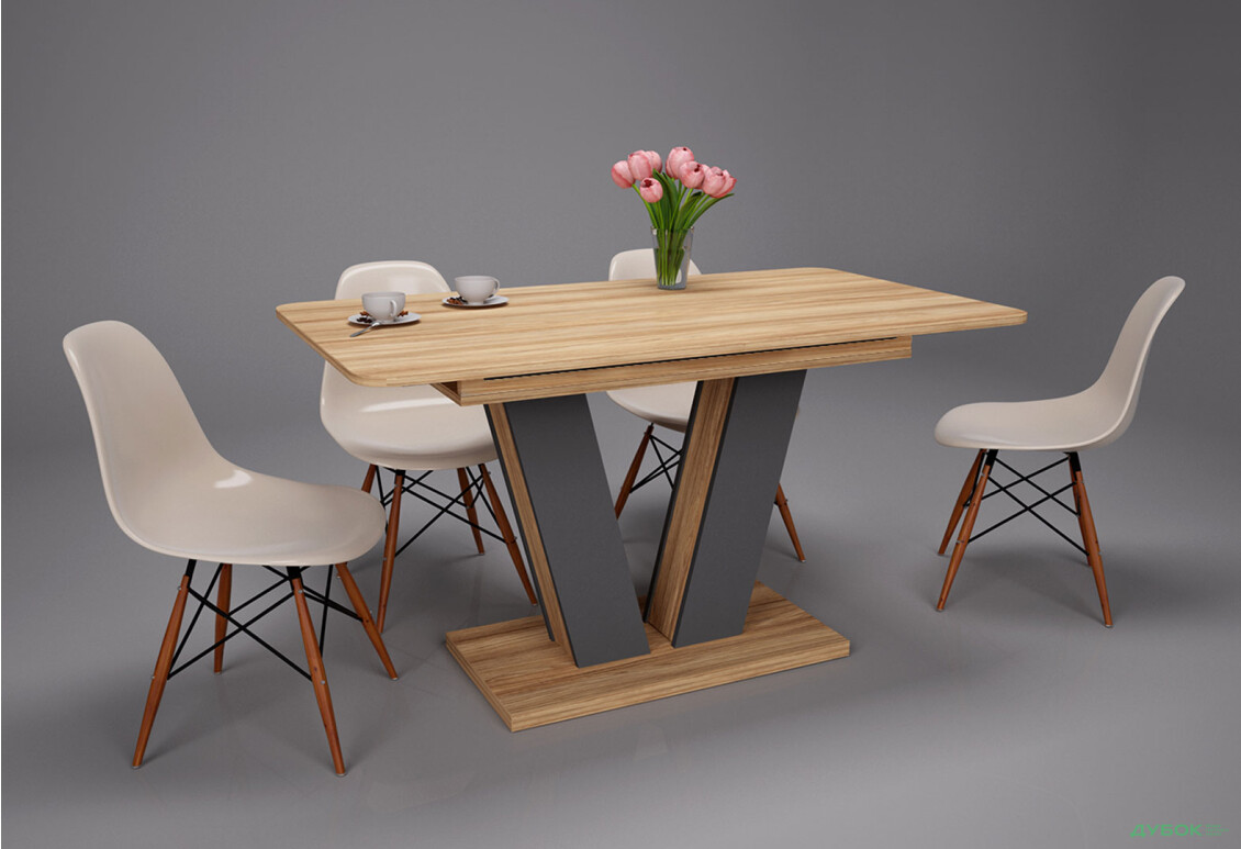 Изображение 8 - Стол обеденный Intarsio Торино / Torino 140x80 см раскладной Блэквуд ячменный / Графит