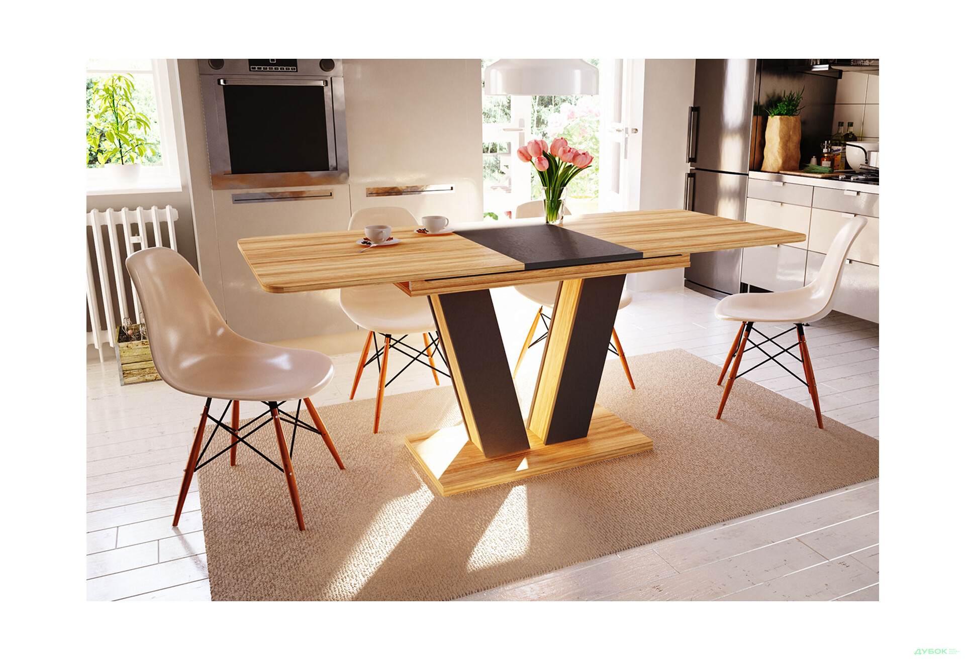 Изображение 10 - Стол обеденный Intarsio Торино / Torino 140x80 см раскладной Блэквуд ячменный / Графит