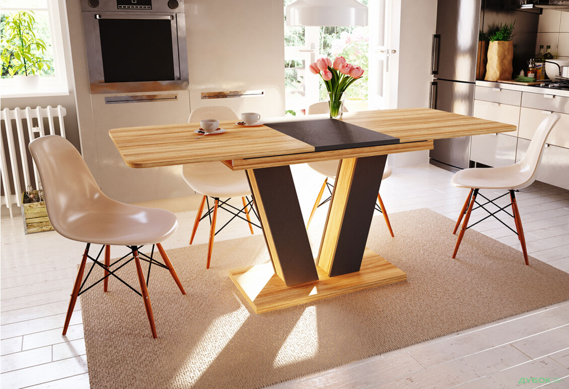 Изображение 10 - Стол обеденный Intarsio Торино / Torino 140x80 см раскладной Блэквуд ячменный / Графит