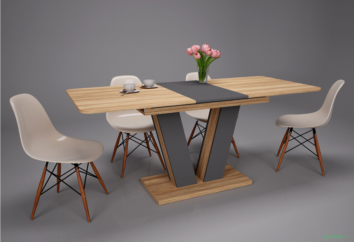 Изображение 9 - Стол обеденный Intarsio Торино / Torino 140x80 см раскладной Блэквуд ячменный / Графит