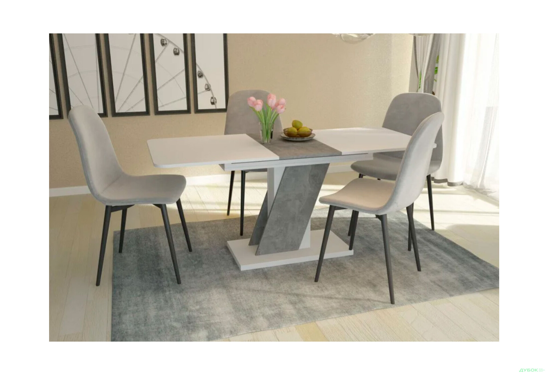 Стіл обідній Intarsio Карвело / Carvelo 140x80 см розкладний Біла аляска / Індастріал - Зображення 10 Зображення 10 - Стіл обідній Intarsio Карвело / Carvelo 140x80 см розкладний Біла аляска / Індастріал