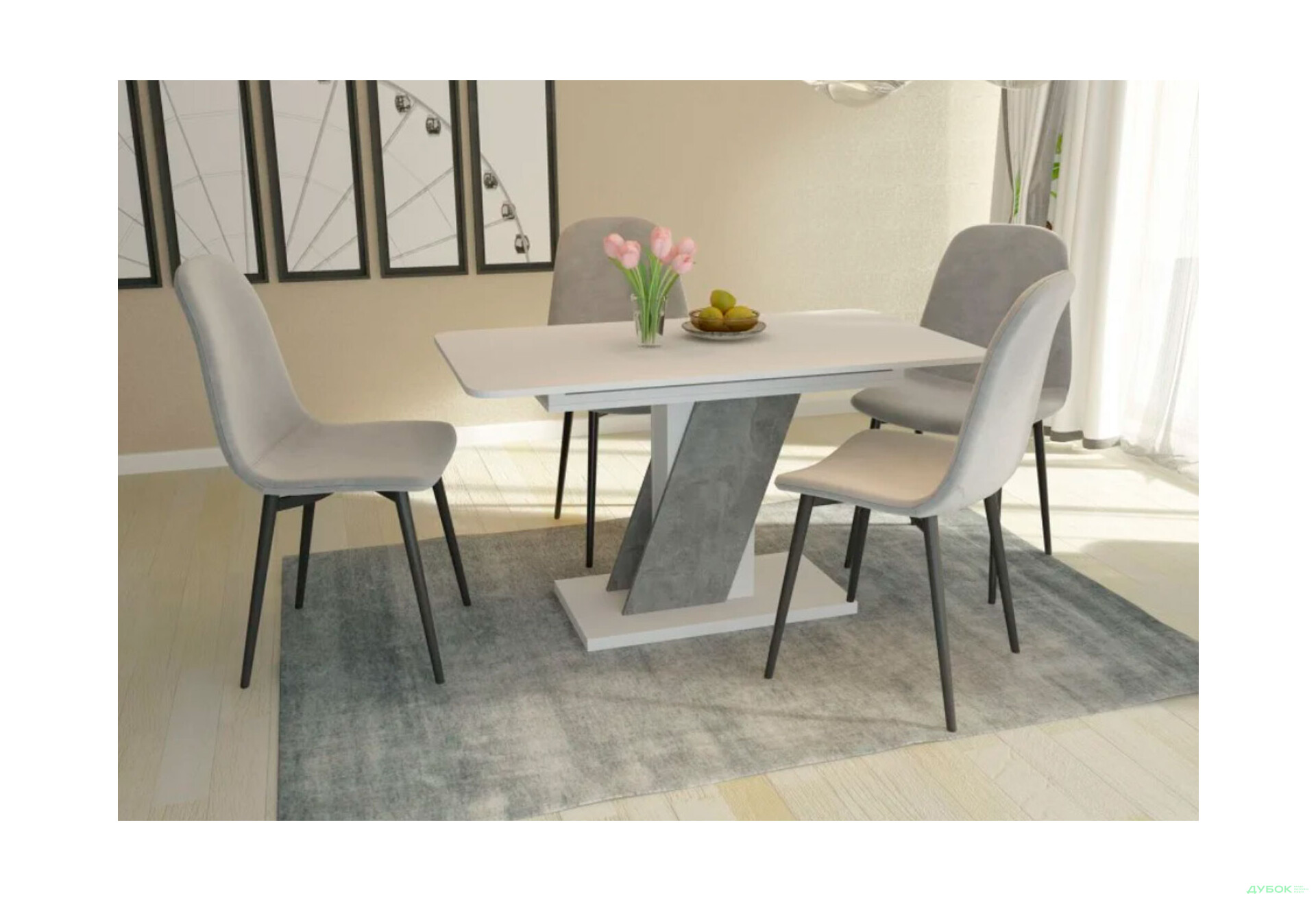 Стіл обідній Intarsio Карвело / Carvelo 140x80 см розкладний Біла аляска / Індастріал - Зображення 11 Зображення 11 - Стіл обідній Intarsio Карвело / Carvelo 140x80 см розкладний Біла аляска / Індастріал