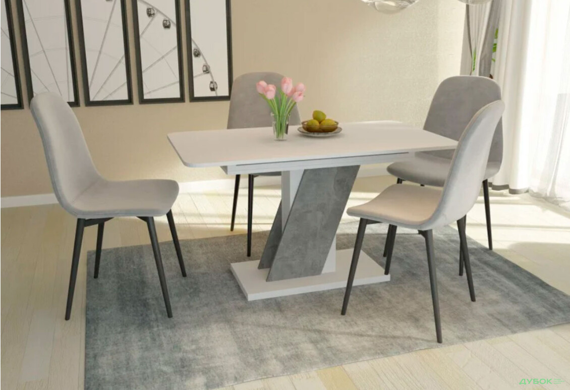 Стіл обідній Intarsio Карвело / Carvelo 140x80 см розкладний Біла аляска / Індастріал - Зображення 11 Зображення 11 - Стіл обідній Intarsio Карвело / Carvelo 140x80 см розкладний Біла аляска / Індастріал