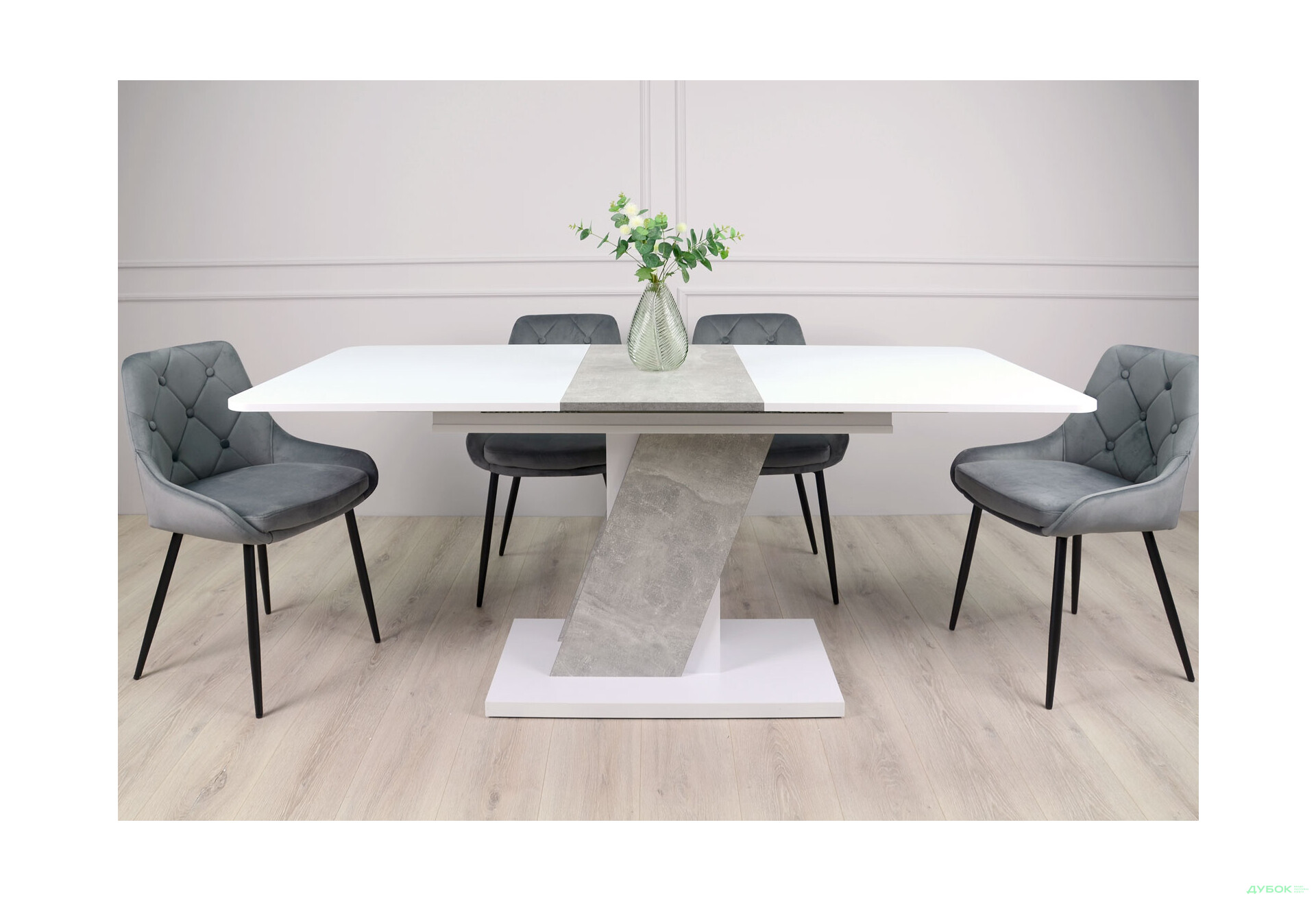 Стіл обідній Intarsio Карвело / Carvelo 140x80 см розкладний Біла аляска / Індастріал - Зображення 4 Зображення 4 - Стіл обідній Intarsio Карвело / Carvelo 140x80 см розкладний Біла аляска / Індастріал