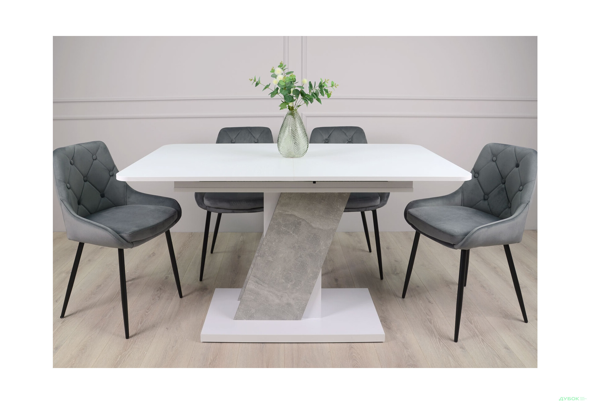 Стіл обідній Intarsio Карвело / Carvelo 140x80 см розкладний Біла аляска / Індастріал - Зображення 5 Зображення 5 - Стіл обідній Intarsio Карвело / Carvelo 140x80 см розкладний Біла аляска / Індастріал